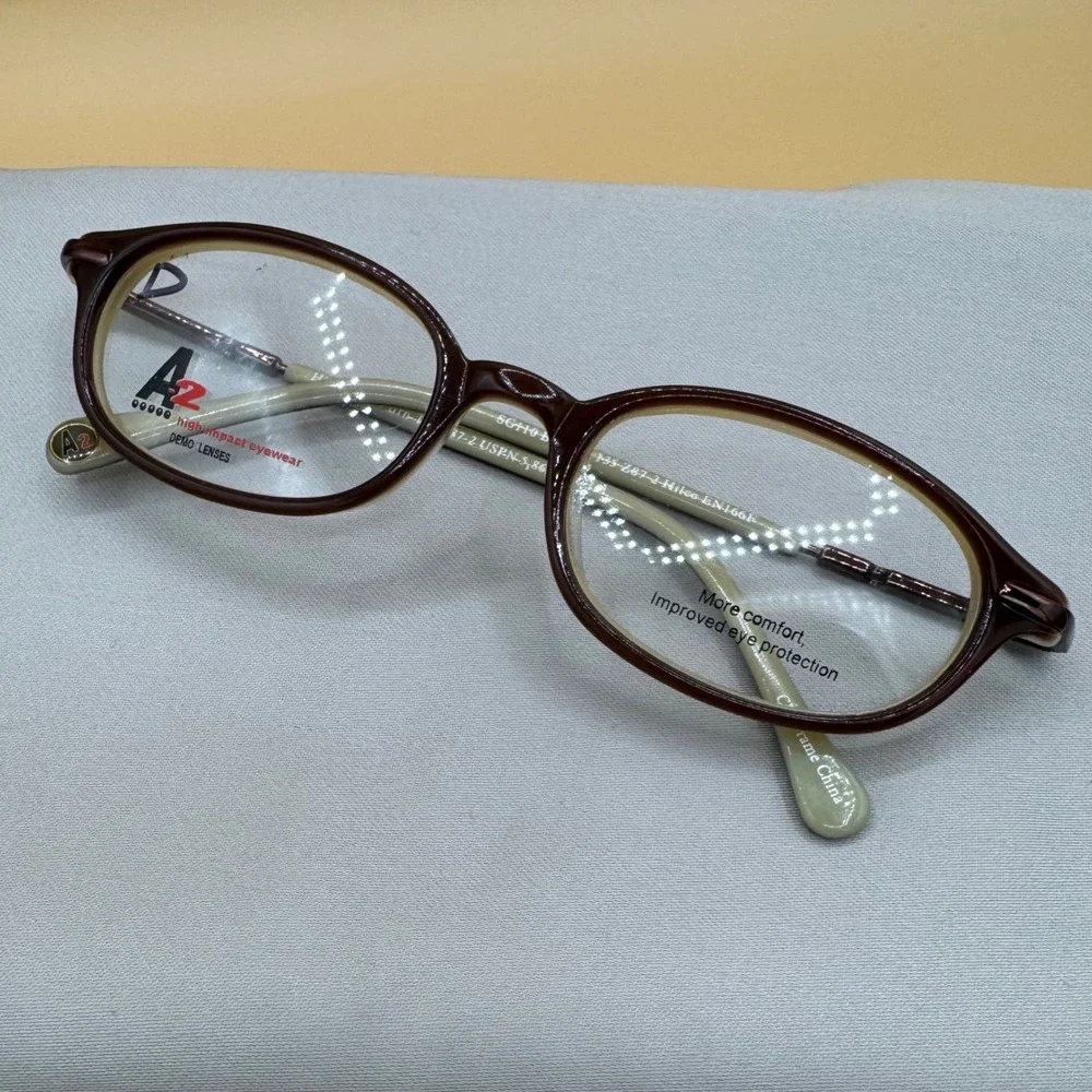 Hilco A2 High Impact Eyewear Frames Brown Tan Oval SG110‎ 49-18-135 NOS New